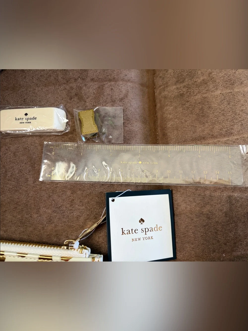 kate spade pencil Pouch inclds Ruler, Eraser, & Sharpener